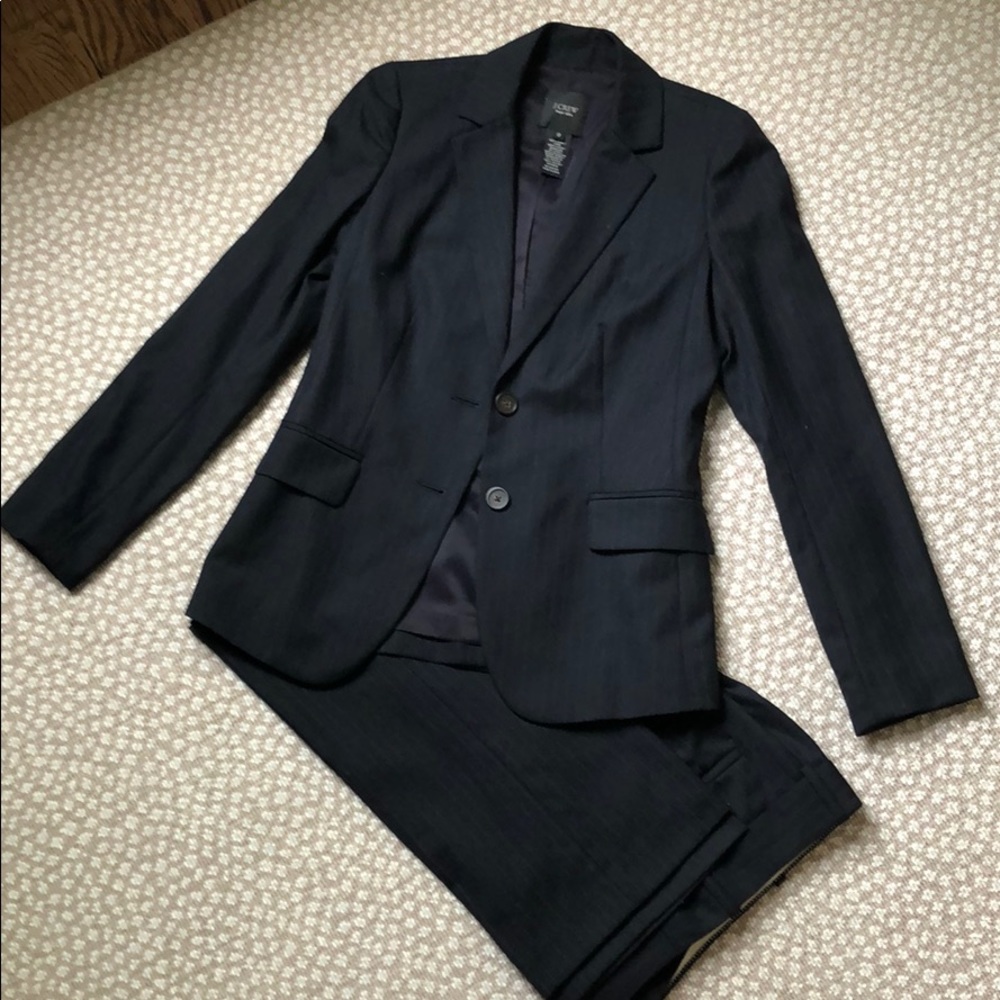 J. Crew Navy Pinstripe Pantsuit Sz 0